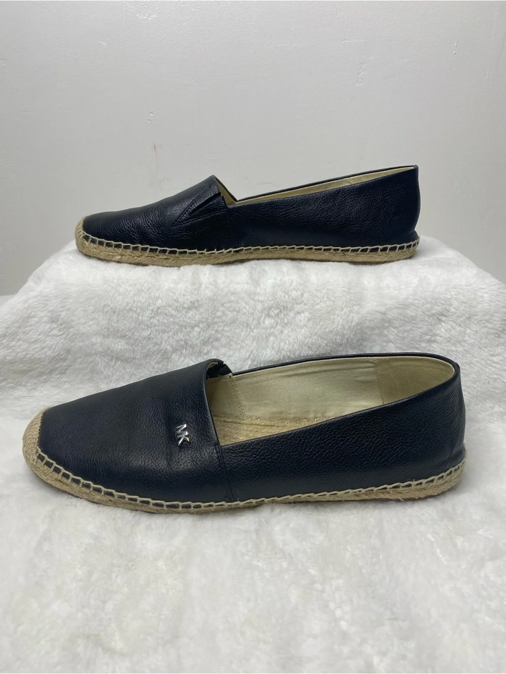 Michael Kors Navy Leather Espadrille Slip-On